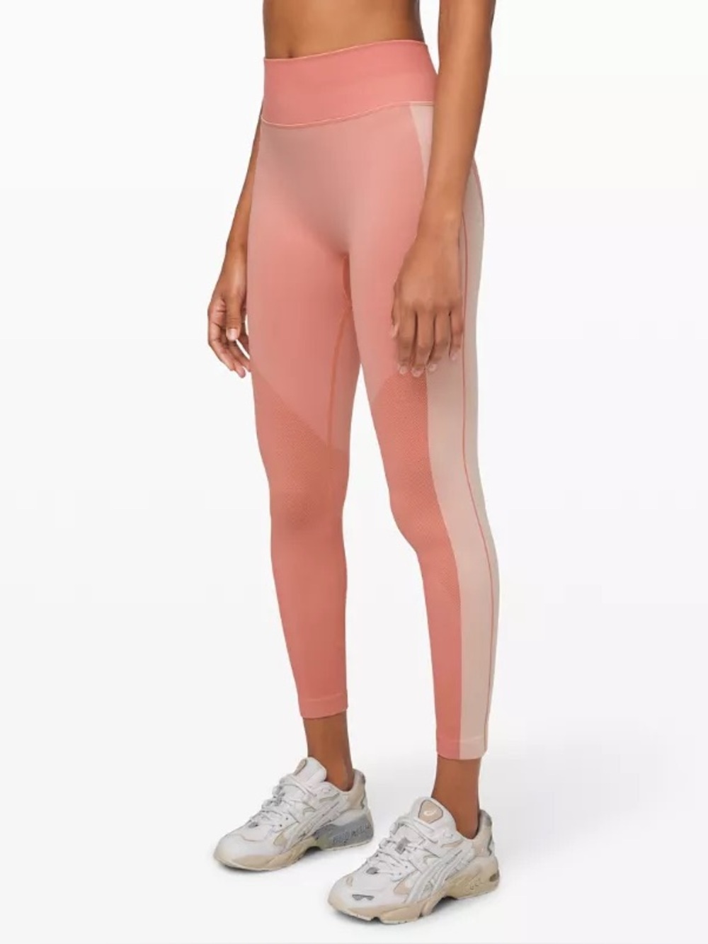 Lululemon size 6 High-Rise Pink Active Leggings with Side Stripe